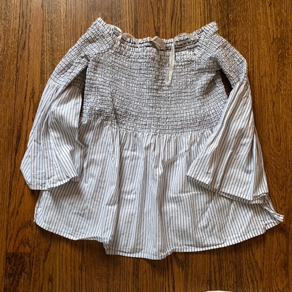 Loft stripe smocked off the shoulder top - Picture 1 of 5